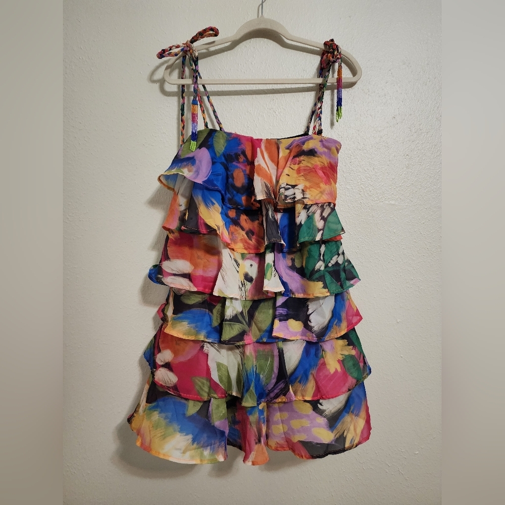 Show Me Your MuMu Rowen Ruffle Dress M Wedding Party Vacation Spring Feminine - Picture 7 of 11